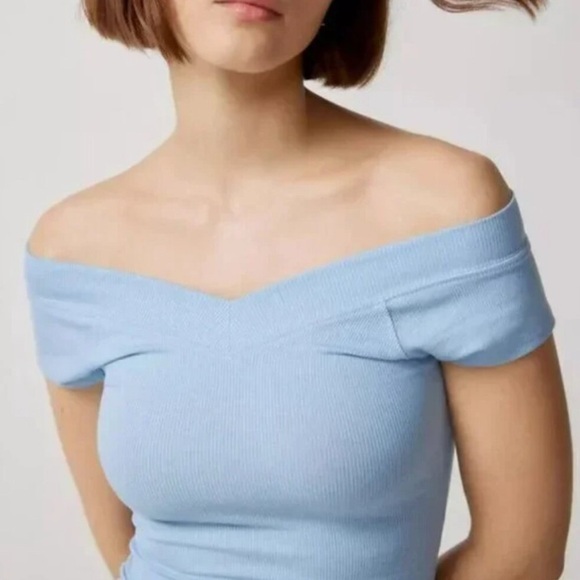 Bdg Urban Outfitters Women's Light Blue Shannen Off The Shoulder Top Nwt M #2034